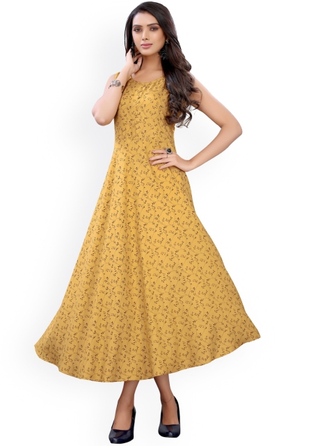 

Viva N Diva Women Mustard Yellow Ethnic Motifs Floral Anarkali Kurta