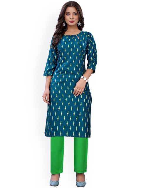 

Viva N Diva Women Teal & Green Ethnic Motifs Printed Regular Kurta With Palazzos