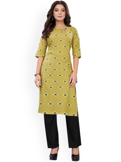 

Viva N Diva Women Green Ethnic Motifs Embroidered Regular Kurta with Trousers