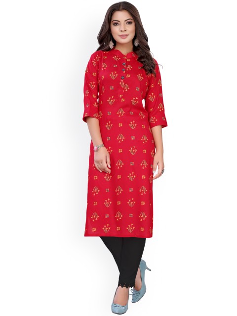 

Viva N Diva Women Red Geometric Printed Kurta