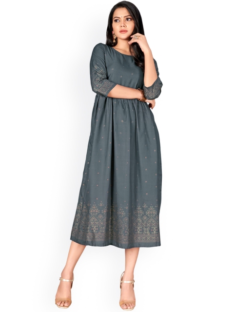 

Viva N Diva Women Grey Ethnic Motifs Embroidered Anarkali Kurta