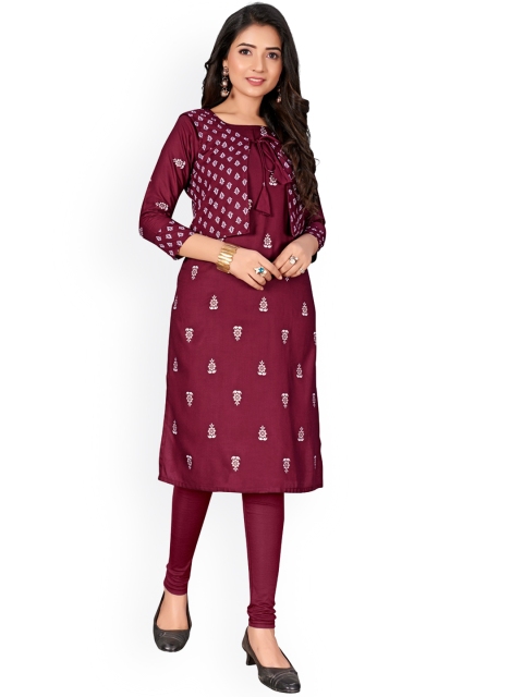 

Viva N Diva Women Maroon Keyhole Neck Kurta