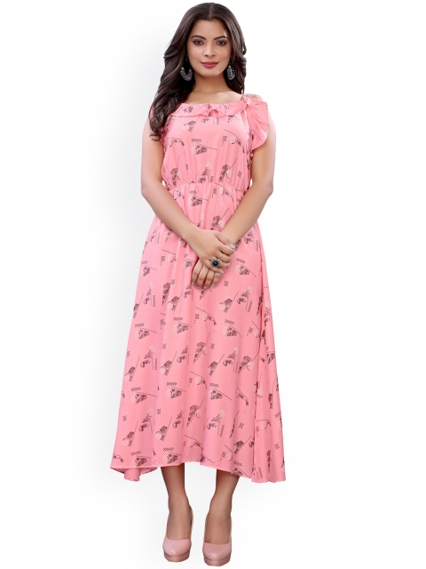 

Viva N Diva Women Pink Floral Printed Patchwork Kurta