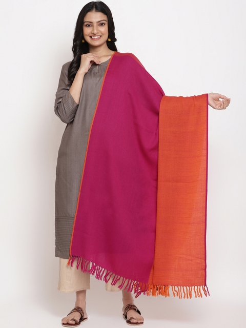 

Fabindia Women Magenta Pink & Orange Colourblocked Woollen Shawl