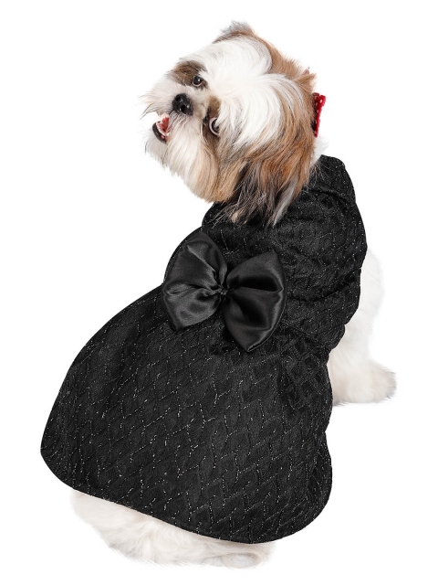 

Dchica Paws Black & White Printed Bow Applique Dog Dress