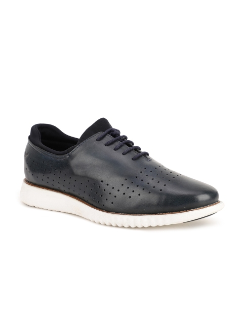 

Blackberrys Men Navy Blue Perforations Leather Sneakers