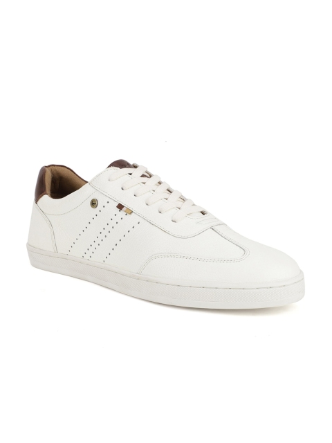 

Blackberrys Men White & Brown Perforations Leather Sneakers