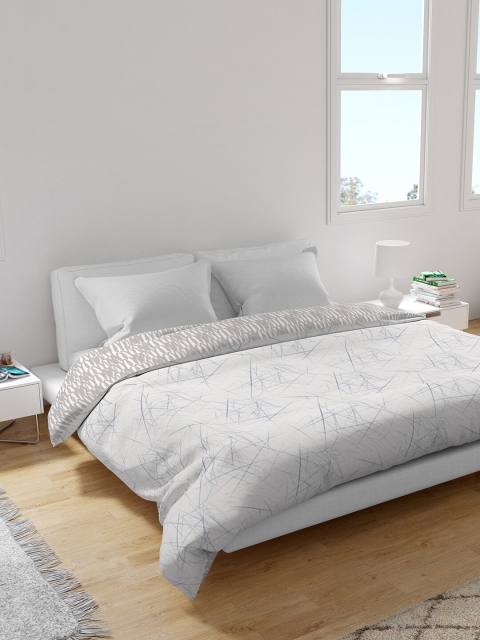 

Himeya Grey & White Printed Mild Winter 200GSM Cotton Double King Bed Quilt