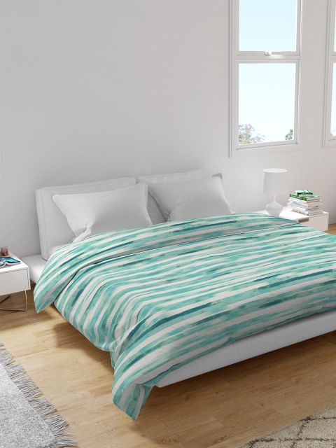 

Himeya Turquoise Blue & White Striped AC Room 150 GSM Double Bed Dohar