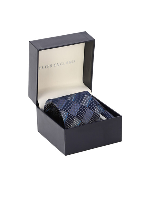 

Peter England Men Grey & Blue Printed Accessory Gift Set