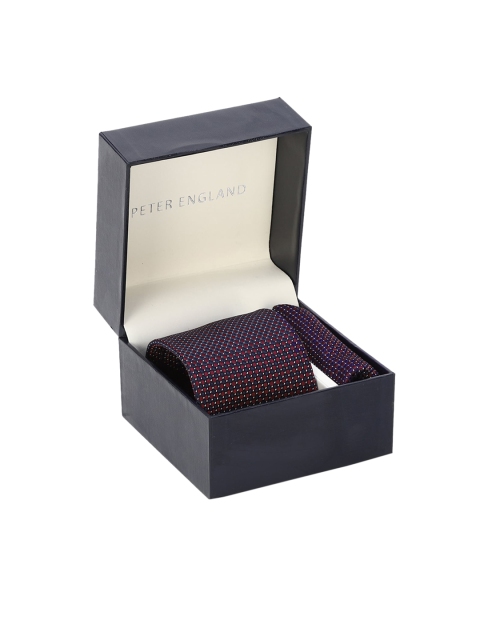 

Peter England Men Maroon & Navy Blue Woven-Design Accessory Gift Set