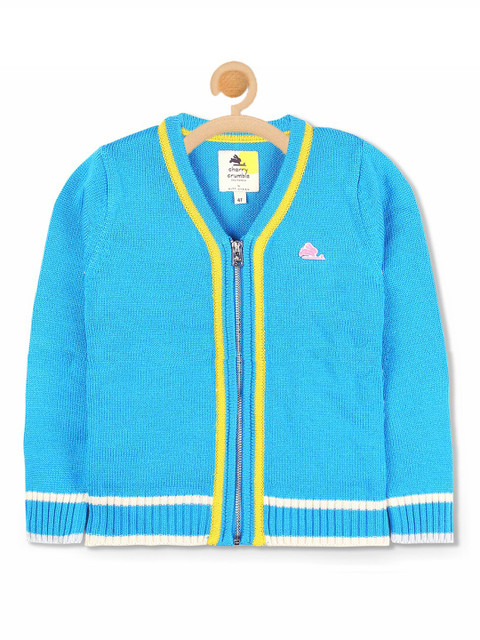 

Cherry Crumble Boys Blue & Yellow Front-Zip Cardigan