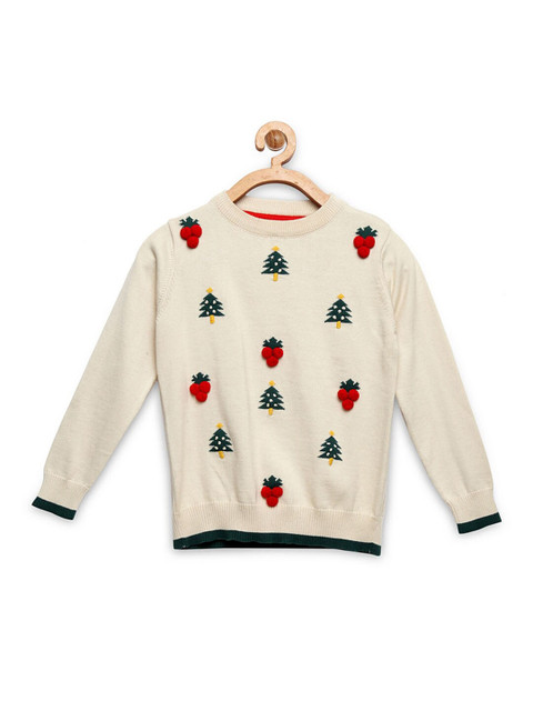 

Cherry Crumble Unisex Kids Cream-Coloured & Black Knitted Cherry Pullover