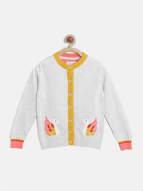 

Cherry Crumble Girls Grey Embroidered Cardigan