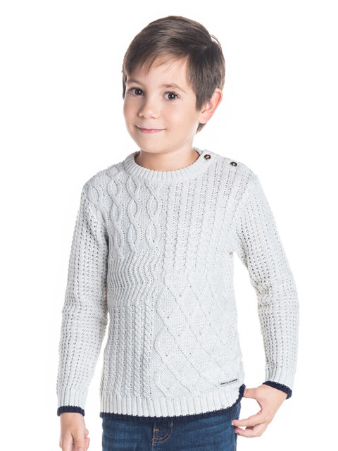 

Cherry Crumble Boys Grey Cable Knit Pullover