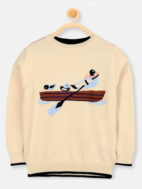 

Cherry Crumble Unisex Kids Cream-Coloured & Brown Embroidered Pullover