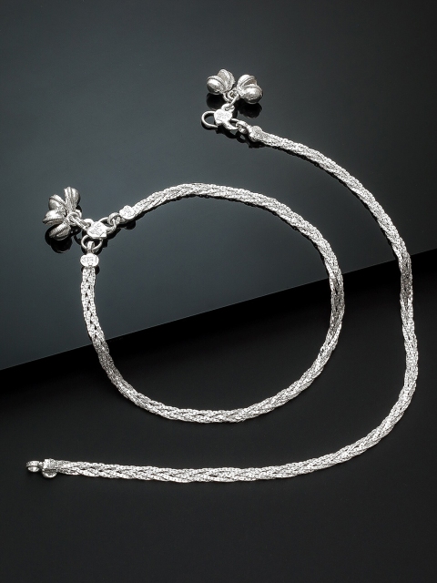 

aadita Set of 2 Oxidised Silver-Plated Handcrafted Anklets