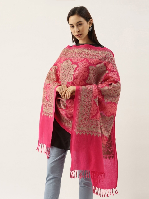 

Pashmoda Women Pink & Beige Embroidered Woolen Shawl