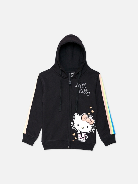 

Kids Ville Hello Kitty Featured Black Printed Hooded Sweatshirt For Girls