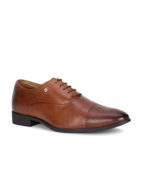 

Blackberrys Men Brown Leather Textured Formal Oxfords, Tan