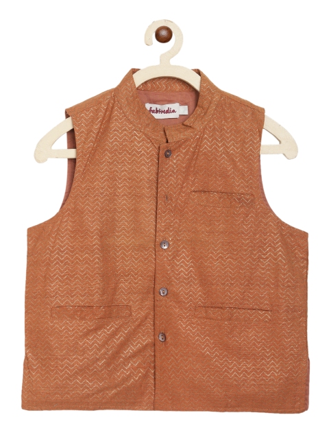 

Fabindia Boys Rust Printed Tailored Jacket