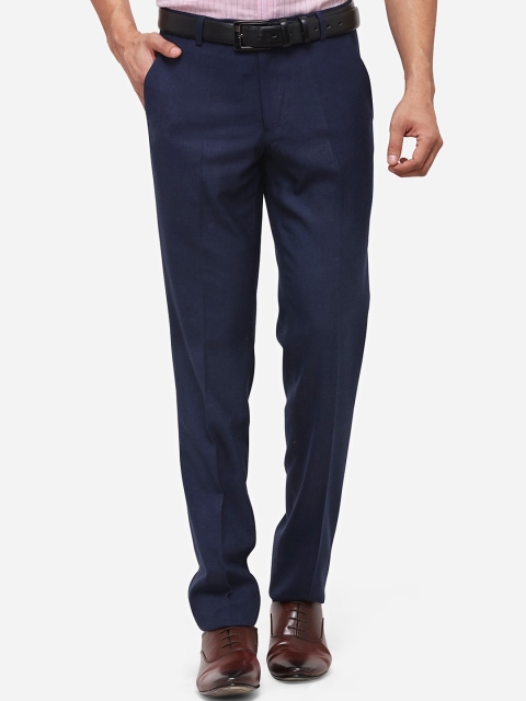 

JB STUDIO Men Navy Blue Slim Fit Formal Trousers