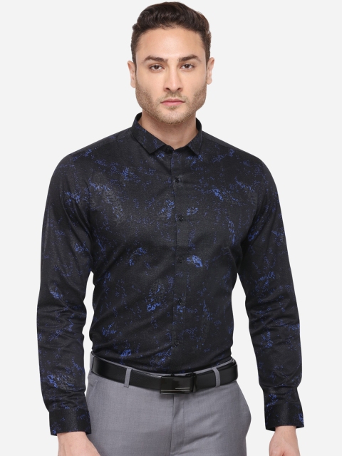 

JB STUDIO Men Black Printed Slim Fit Pure Cotton Formal Shirt