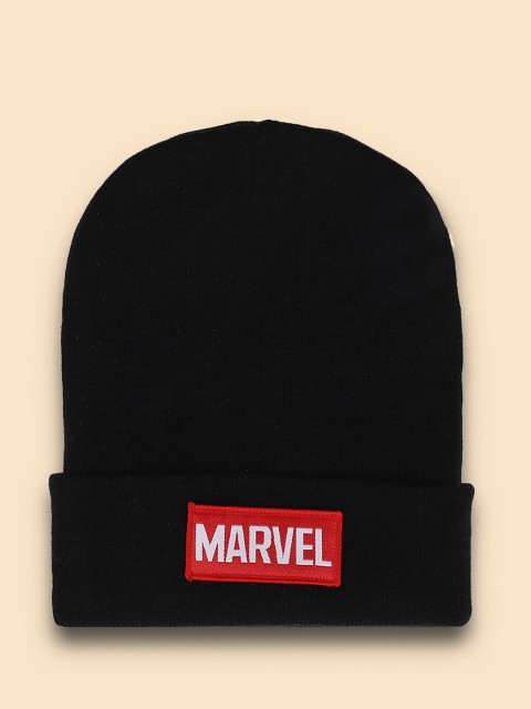 

Free Authority Men Black Marvel Logo Printed Beanie Cap