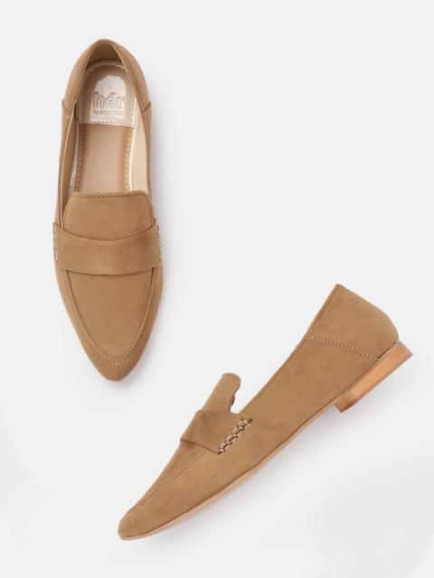 

her by invictus Women Camel Brown Solid Loafers