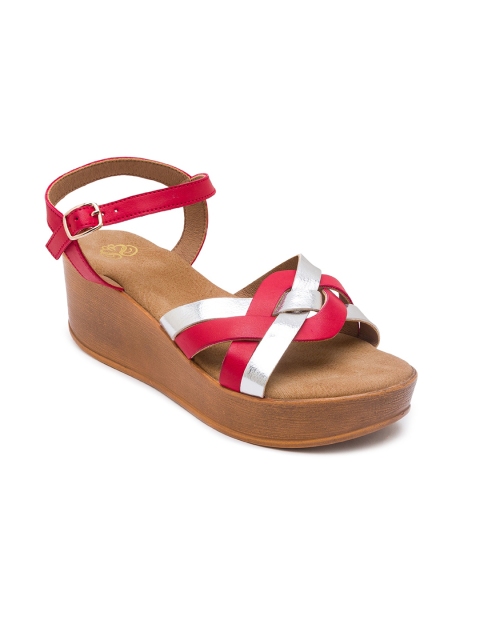 

Sole To Soul Red Wedge Sandals with Buckles