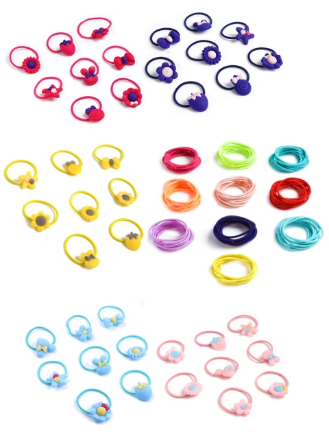 

Yellow Chimes Girls 140 Pcs Multicoloured Elastic Ponytail Holders, Multi