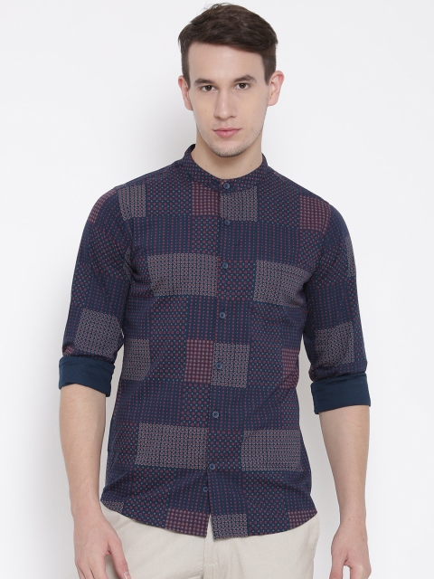 

United Colors of Benetton Men Navy Printed Casual Shirt, Navy blue