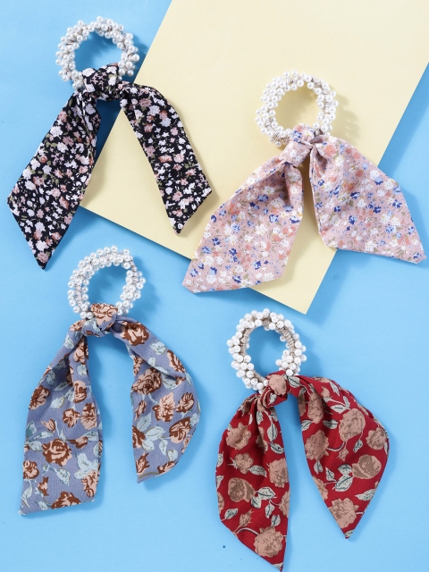 

Yellow Chimes Women Blue & Red Set of 4 Ponytail Holders
