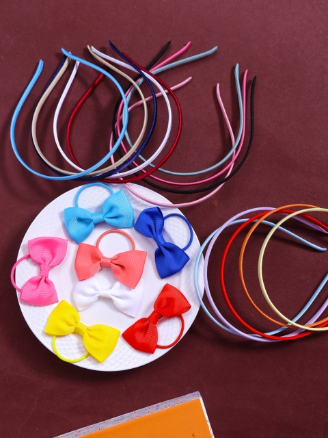

Yellow Chimes Girls Multicoloured Set of 7 Lace Hair Accessory Set, Multi