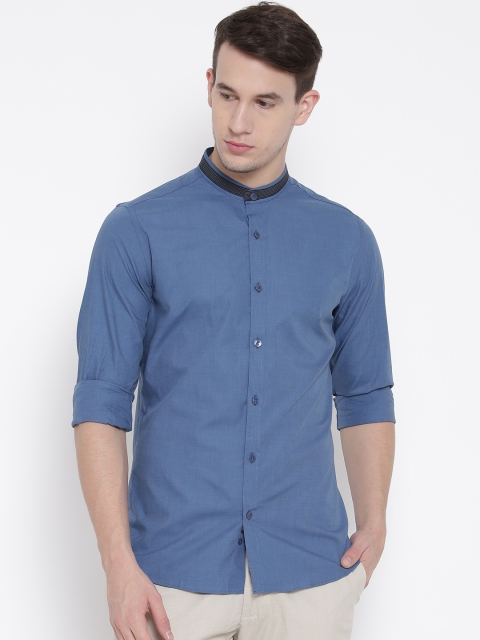 

United Colors of Benetton Men Blue Solid Casual Shirt