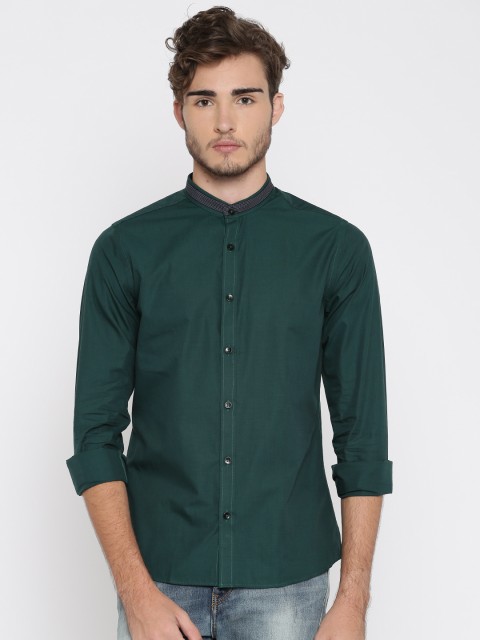 

United Colors of Benetton Men Teal Green Solid Casual Shirt