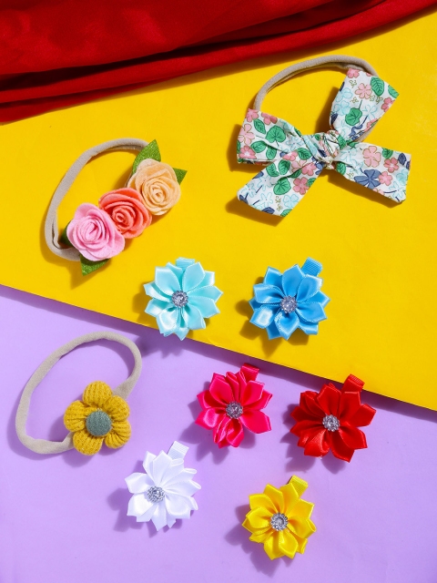 

Yellow Chimes Girls Set of 9 White & Red Lace Hair Accessory Set