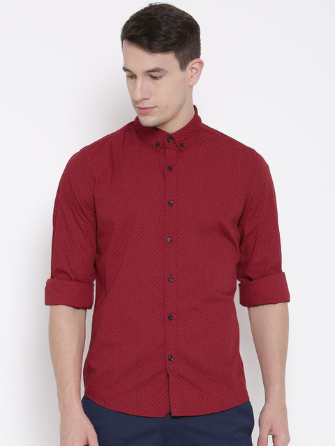 

United Colors of Benetton Men Red Printed Casual Shirt