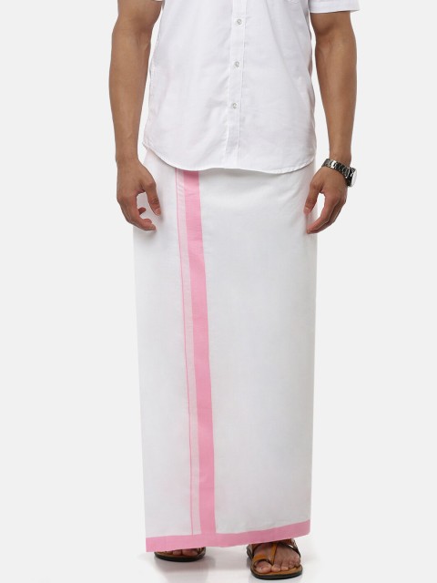 

RAMRAJ COTTON Men White Solid Agaram Cotton Dhotis
