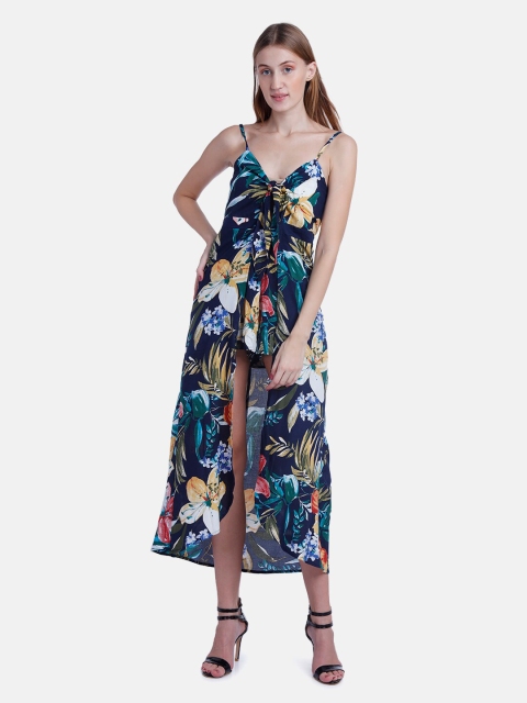 

IX IMPRESSION Women Navy Blue Floral Printed Playsuit