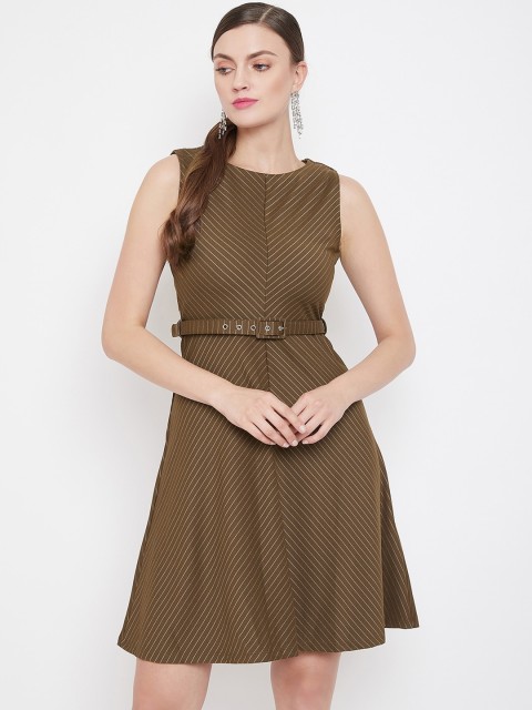 

Madame Olive Green Fit And Flare Dress