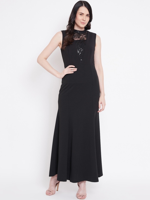 

Madame Black Crepe Embellished Maxi Dress