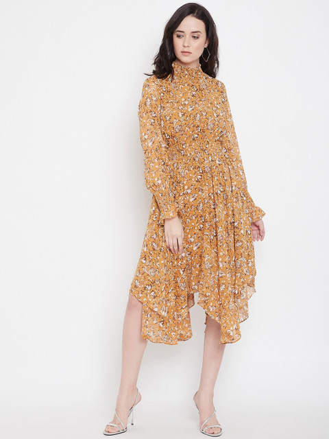 

Madame Mustard Yellow & Off White Floral Midi Dress