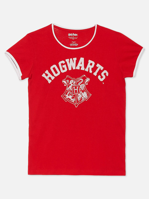 

Kids Ville Girls Red Harry Potter Typography Printed T-shirt
