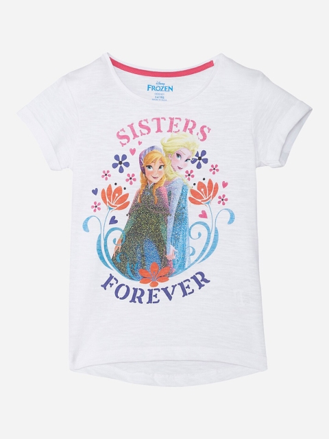 

Kids Ville Girls White Frozen Printed T-shirt