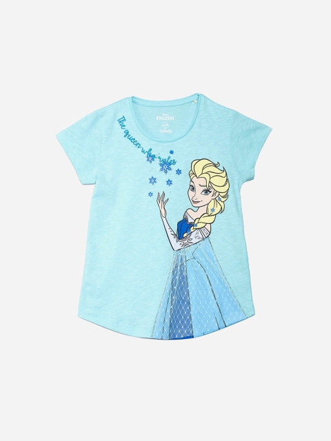 

Kids Ville Girls Blue Frozen Printed T-shirt