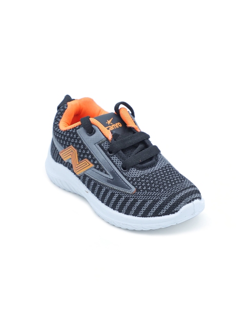 

FEETWELL SHOES Kids Grey & Orange Woven Design Sneakers