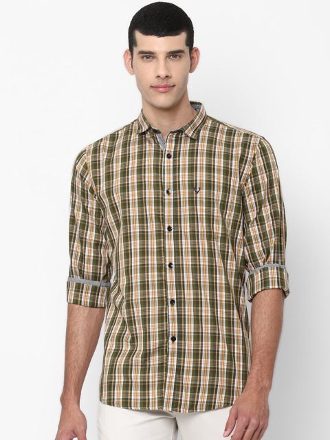 

Allen Solly Men Olive Green & White Slim Fit Opaque Checked Casual Shirt