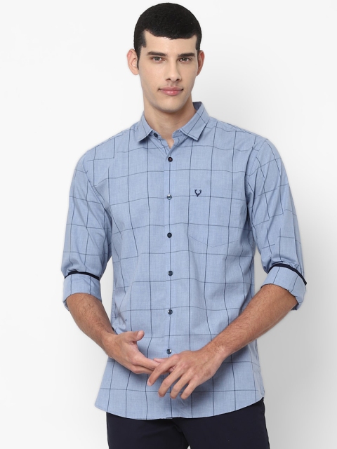 

Allen Solly Men Blue Slim Fit Windowpane Checks Opaque Checked Casual Shirt