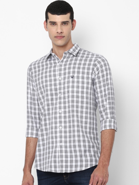 

Allen Solly Men Grey Slim Fit Opaque Checked Pure Cotton Casual Shirt